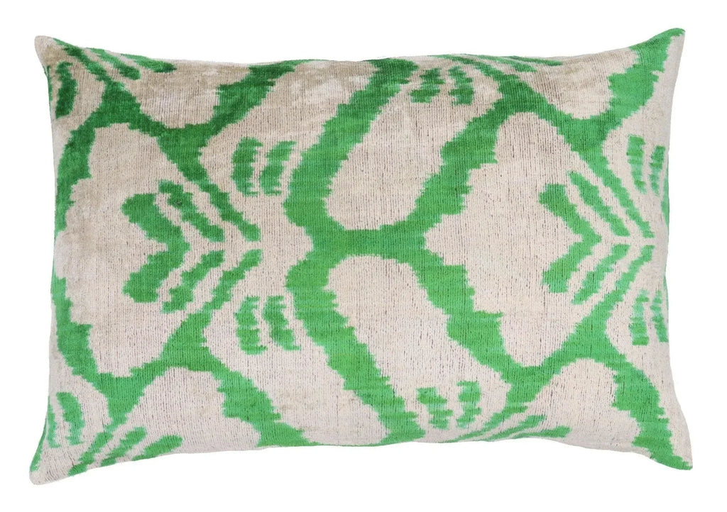 Canvello Handmade Green Velvet Throw Pillows - 16x24, side view - House Of Avana