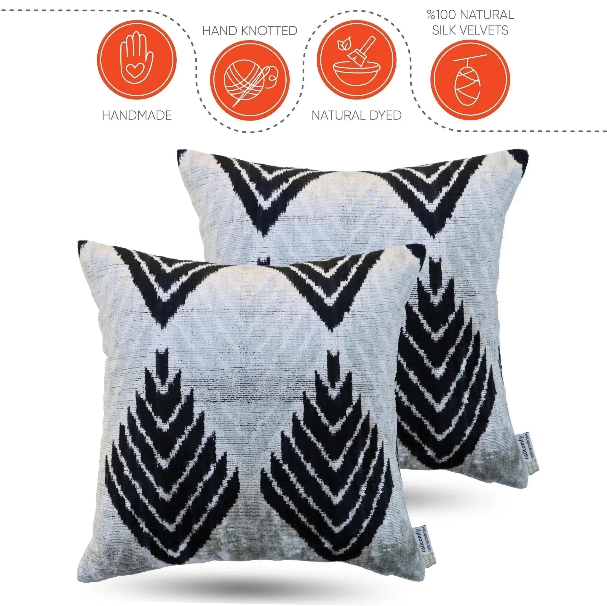 Canvello Handmade Luxury Black Silk Pillows - Set of 2 | 18x18 | Canvello