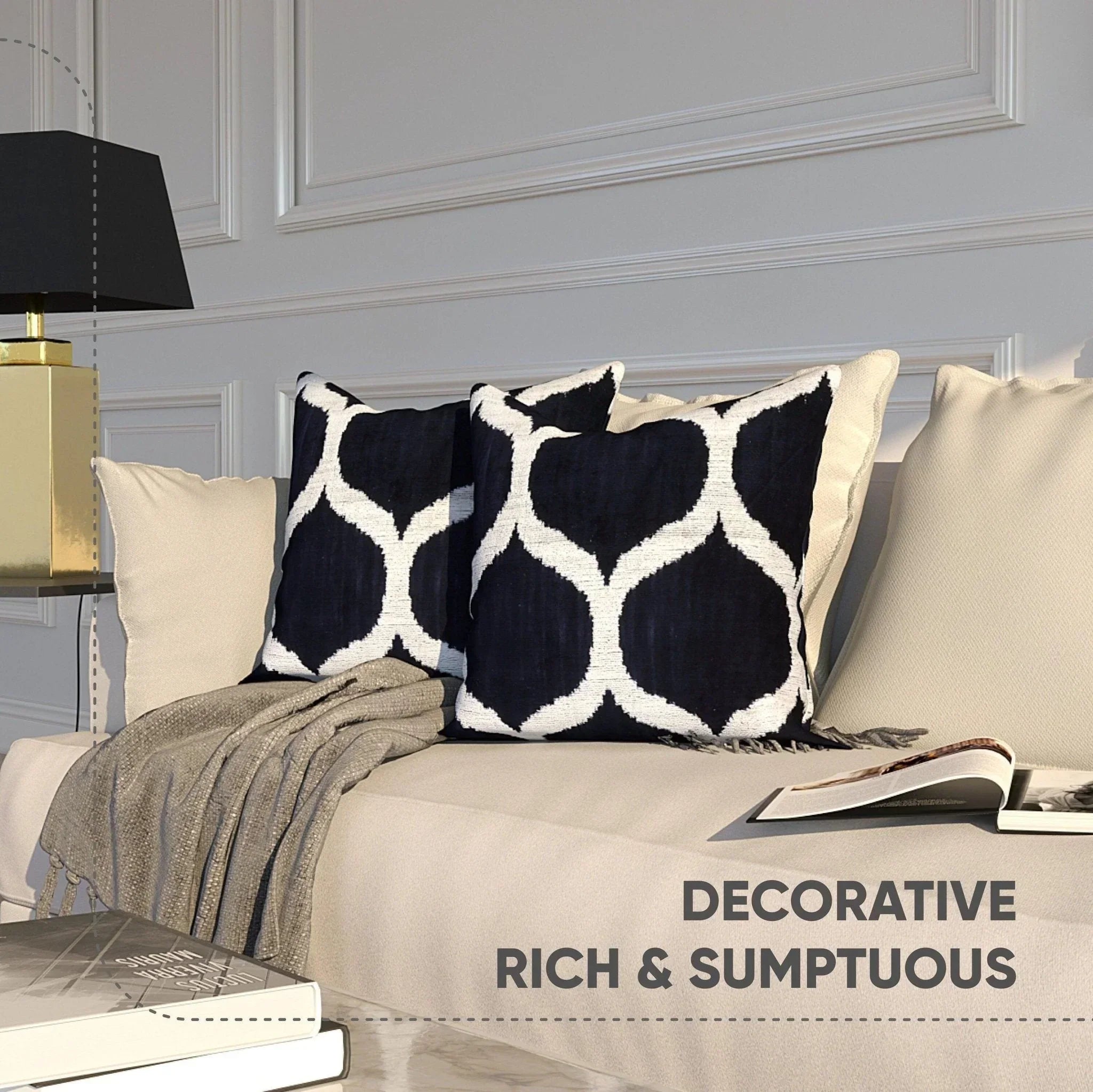 Canvello Handmade Luxury Black Square Pillow - Set of 2 |18x18| Canvello