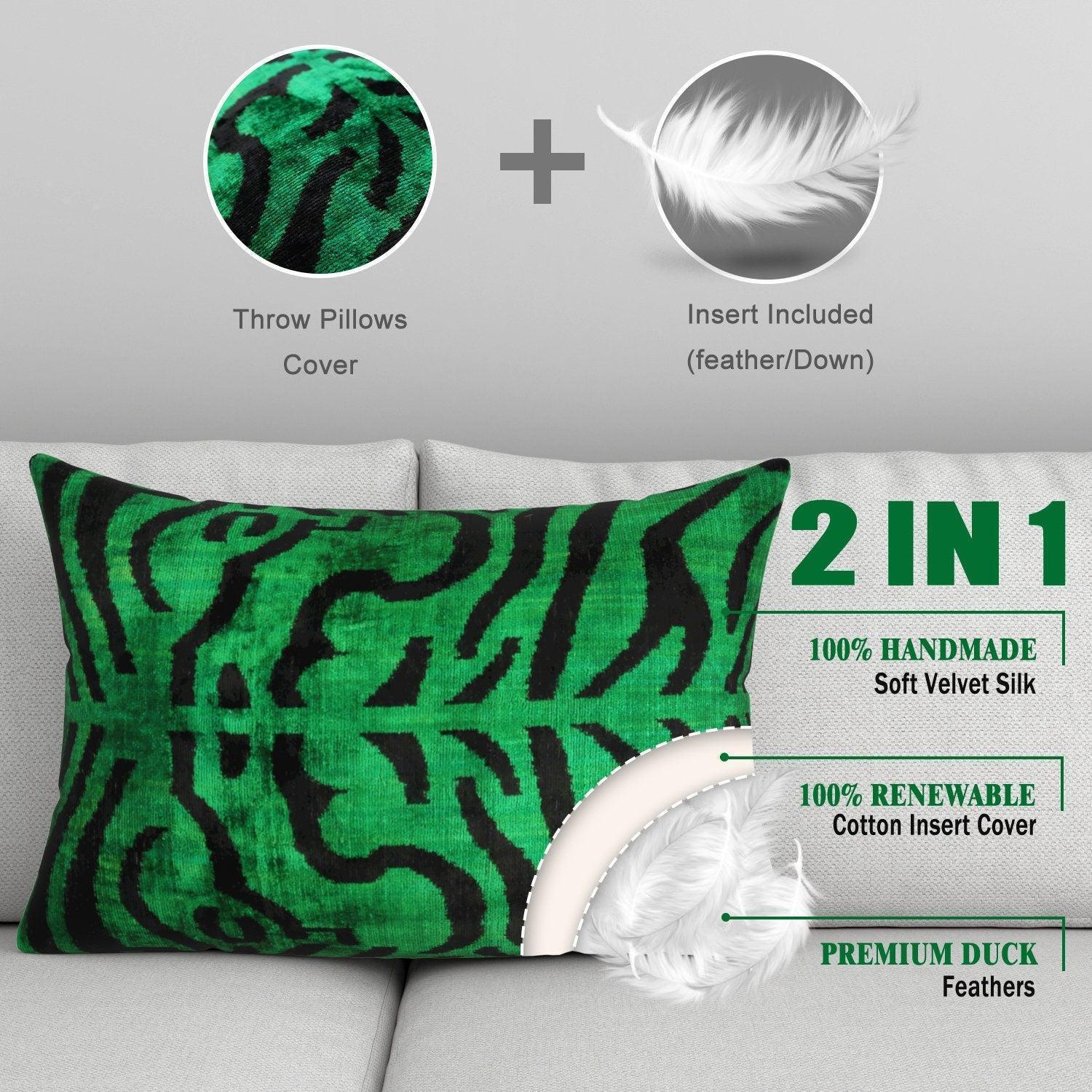 Canvello Handmade Luxury Dark Green Pillow for Couch | 16 x 24 in (40 x 60 cm) Canvello