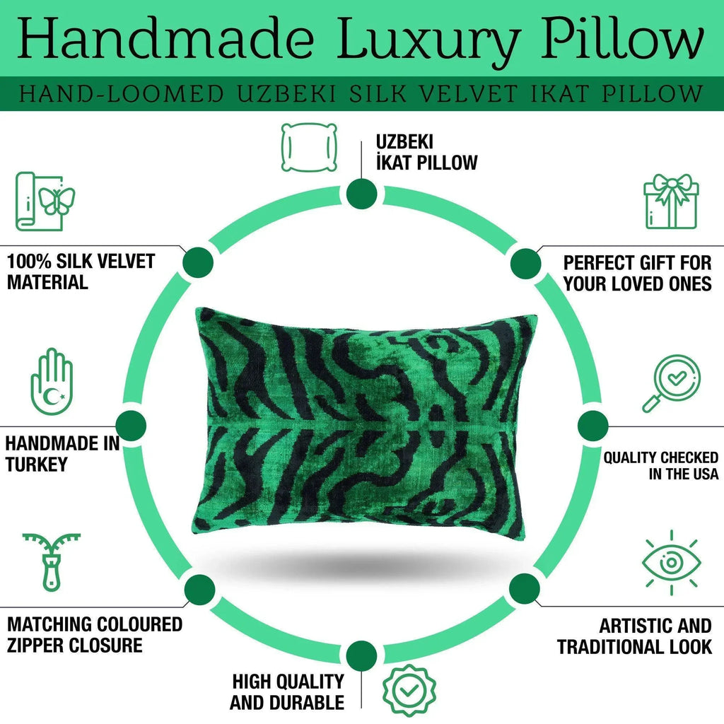 Canvello Handmade Luxury Dark Green Pillow for Couch | 16 x 24 in (40 x 60 cm) Canvello
