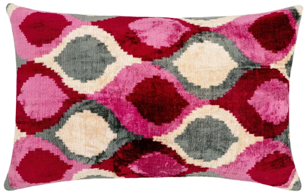 Canvello Handmade Luxury Decorative Pillow Cover & Premium Down Feather Insert Soft Velvet Silk Throw Cushion Gray Pink Ivory 16x24 in Canvello