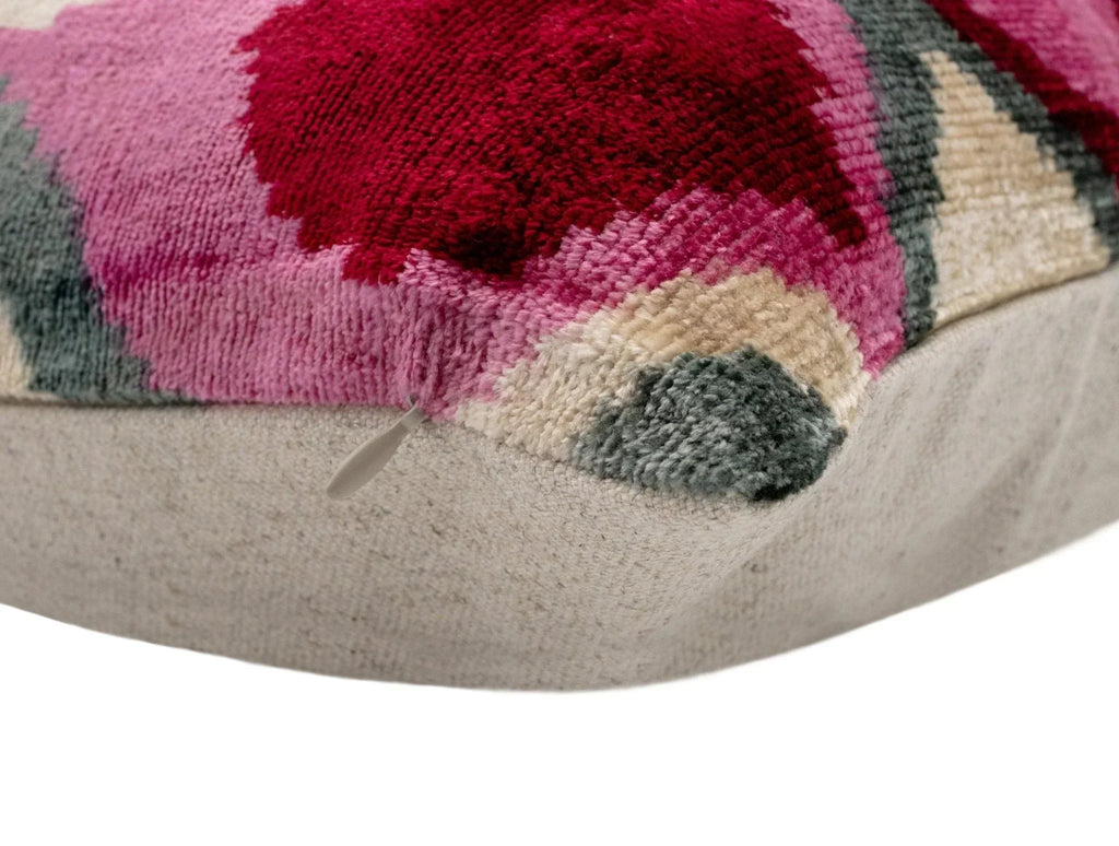 Canvello Handmade Luxury Decorative Pillow Cover & Premium Down Feather Insert Soft Velvet Silk Throw Cushion Gray Pink Ivory 16x24 in Canvello