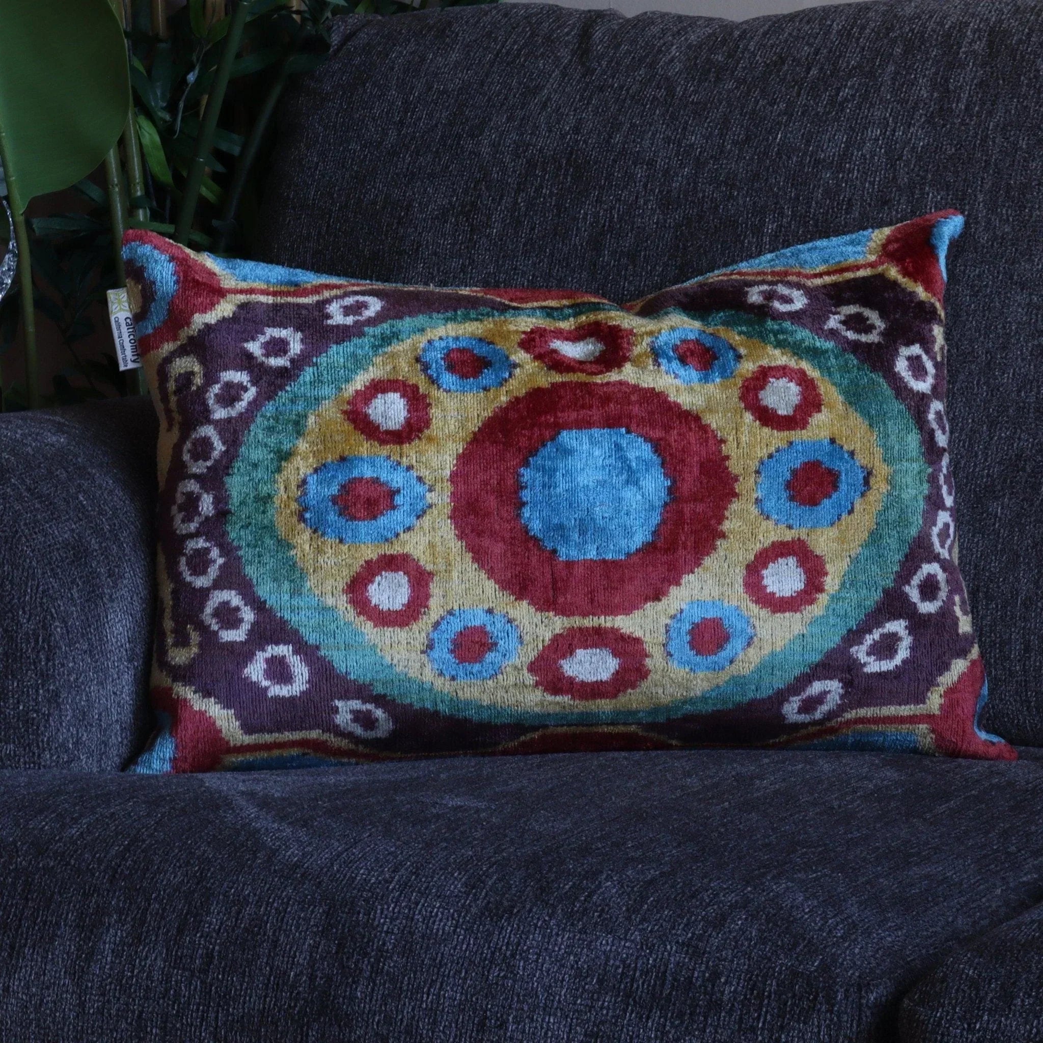 Canvello Handmade Luxury Geometric Gold Red Brown Pillows For Couch - 16x24 Canvello