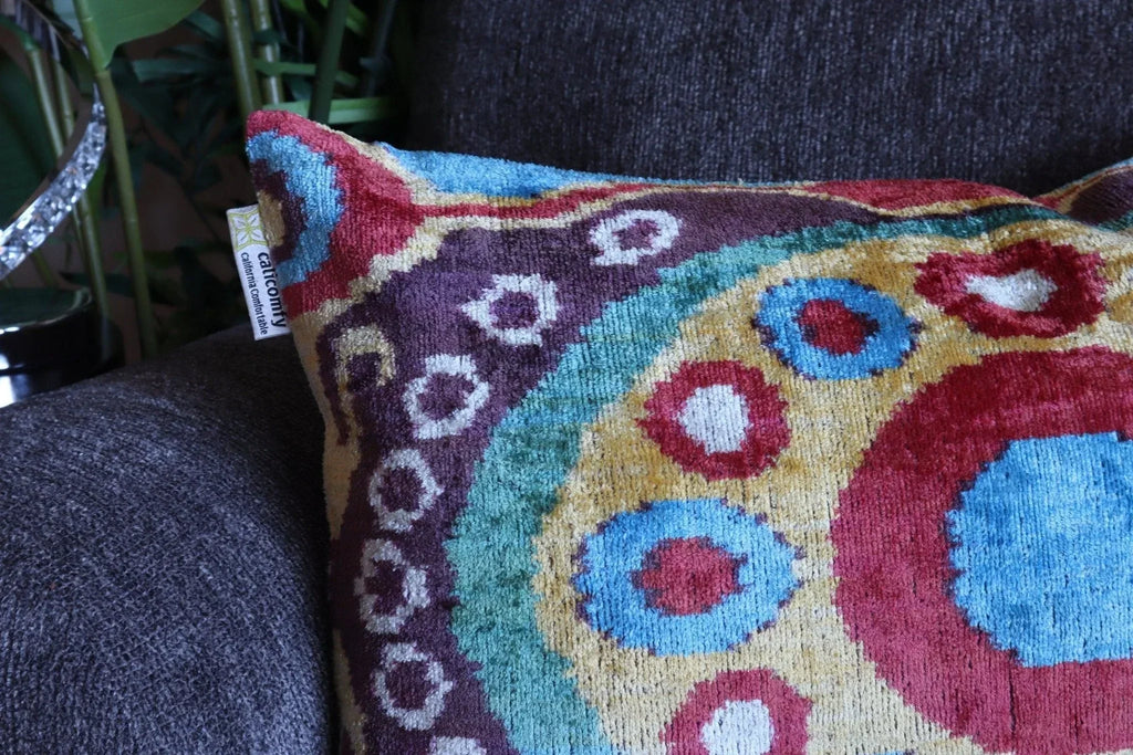 Canvello Handmade Luxury Geometric Gold Red Brown Pillows For Couch - 16x24 Canvello