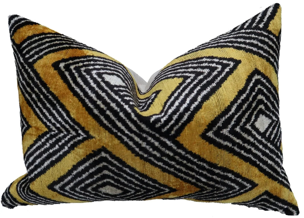 Canvello Handmade Luxury Gold Black Pillow with Down Insert - 16x24 in Canvello