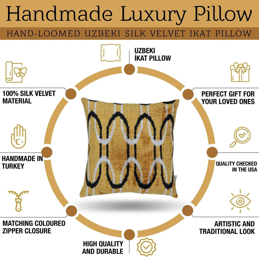 Canvello Handmade Luxury Gold Throw Pillows - 16x16 Inch, side view - House Of Avana
