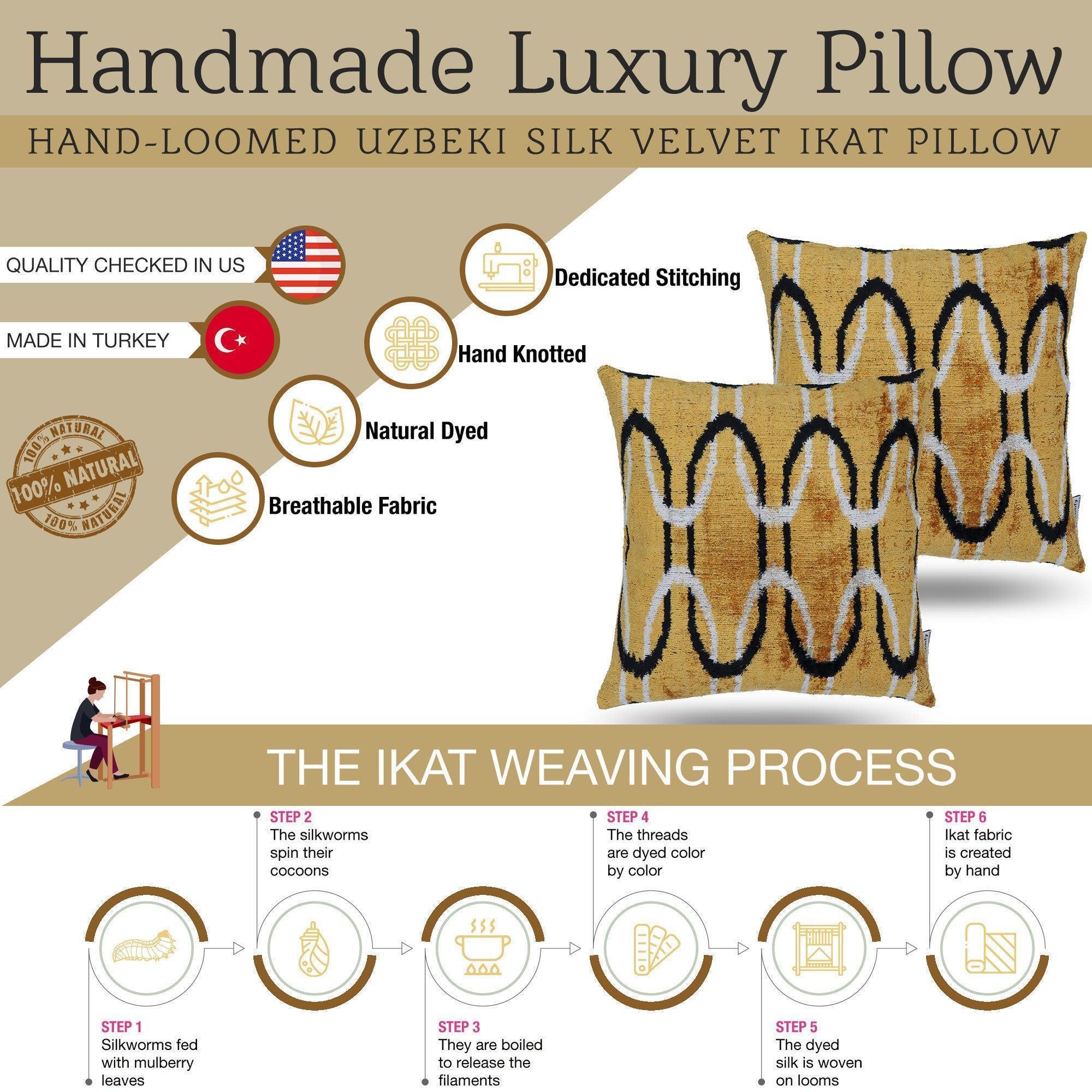 Canvello Handmade Luxury Gold Throw Pillows - 16x16 Inch, top view - House Of Avana
