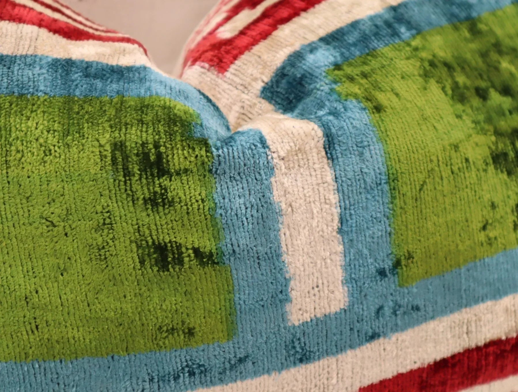 Canvello Handmade Luxury Green Pink Velvet Throw Pillows - 16"x24" Canvello