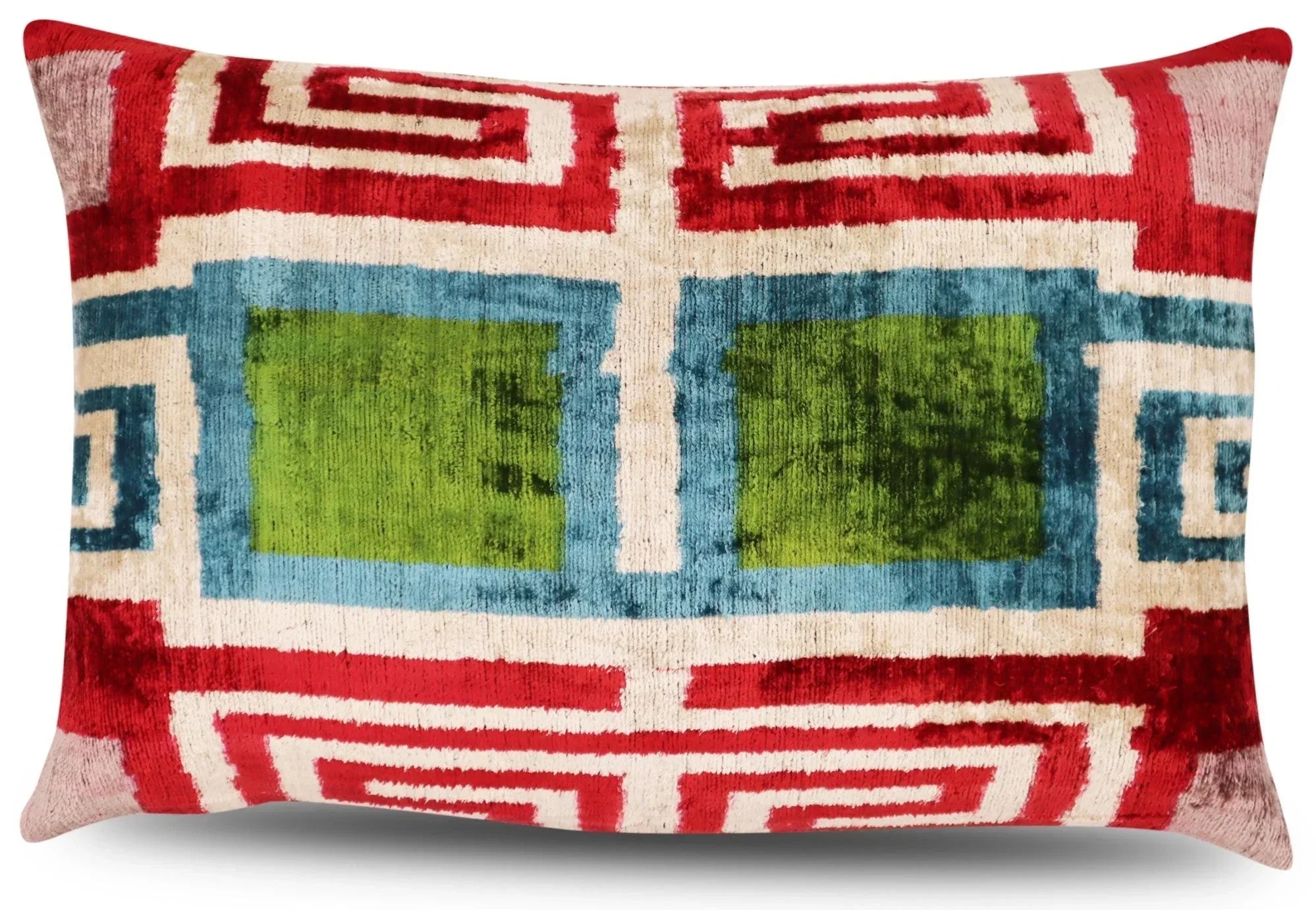 Canvello Handmade Luxury Green Pink Velvet Throw Pillows - 16"x24" Canvello
