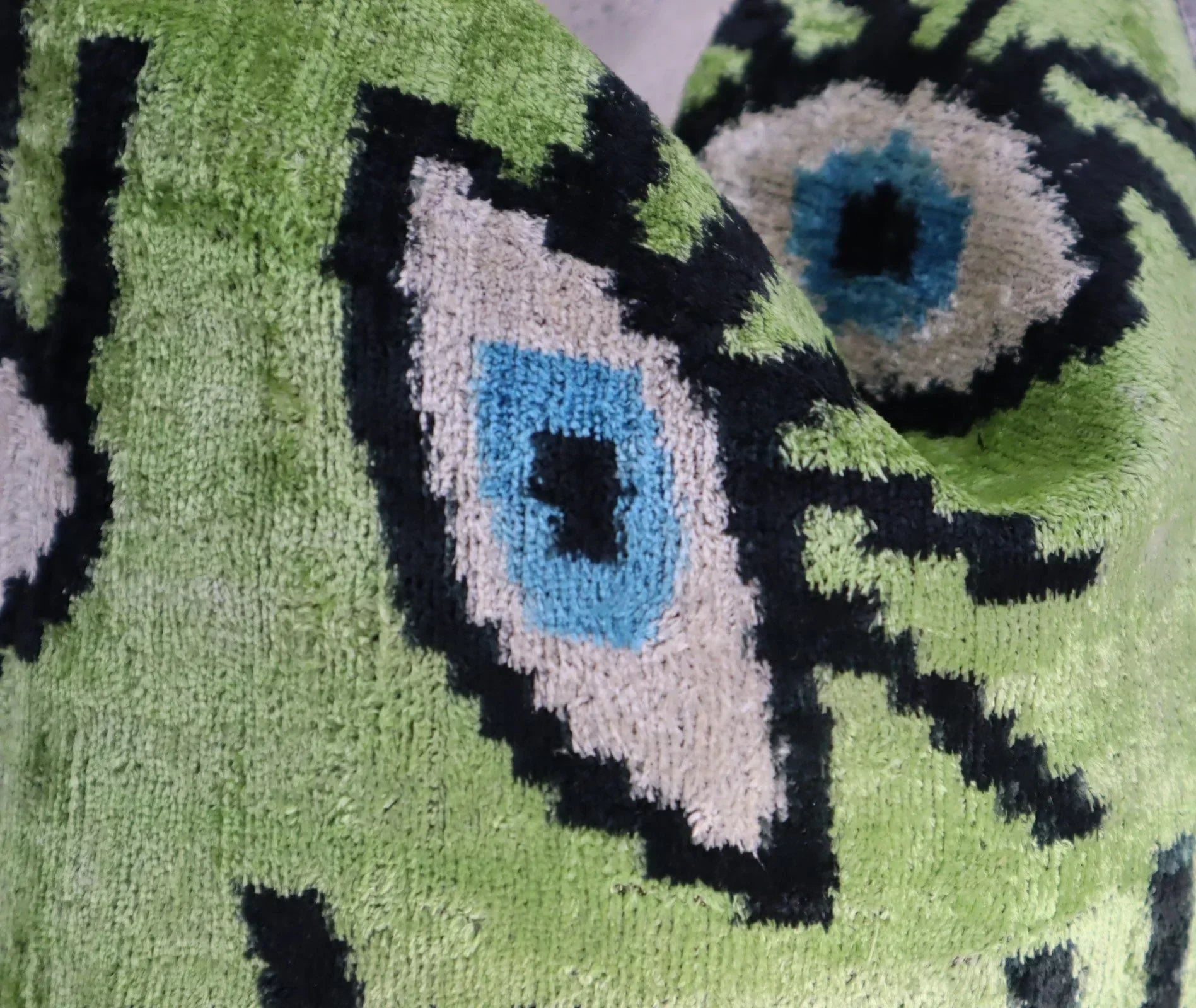 Canvello Handmade Luxury Handmade Velvet Silk Evil Eye Throw Pillow With Down Insert Canvello