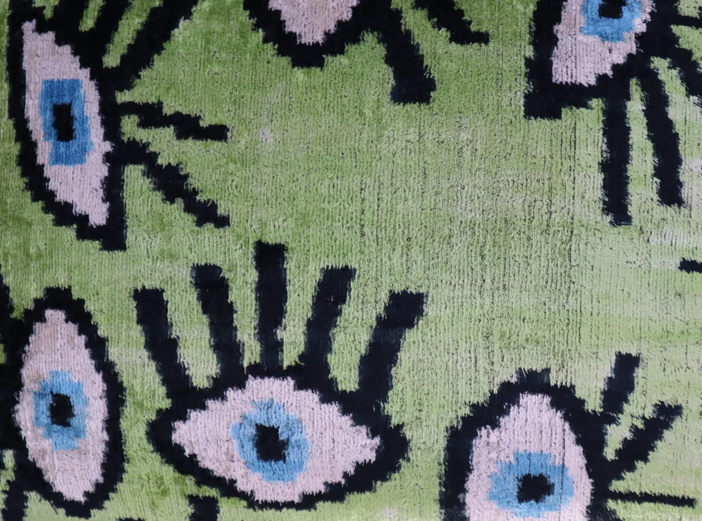 Canvello Handmade Luxury Handmade Velvet Silk Evil Eye Throw Pillow With Down Insert Canvello