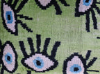 Canvello Handmade Luxury Handmade Velvet Silk Evil Eye Throw Pillow With Down Insert Canvello