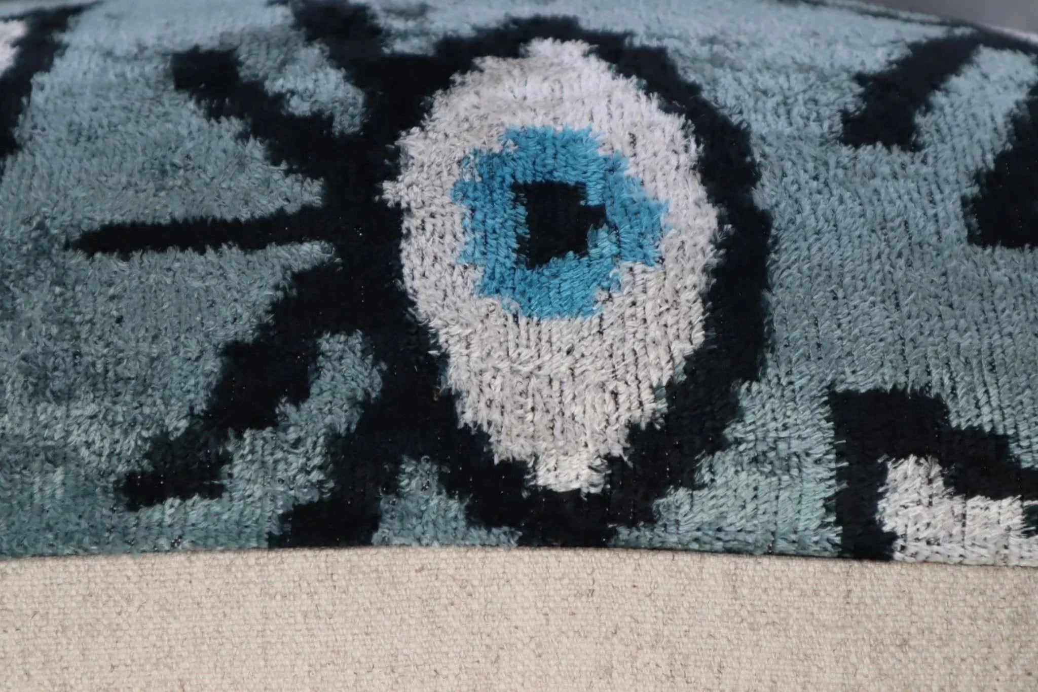 Canvello Handmade Luxury Handmade Velvet Silk Evil Eye Throw Pillow With Down Insert Canvello