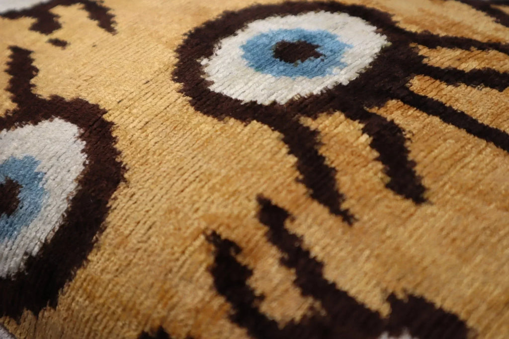 Canvello Handmade Luxury Handmade Velvet Silk Evil Eye Throw Pillow With Down Insert Canvello