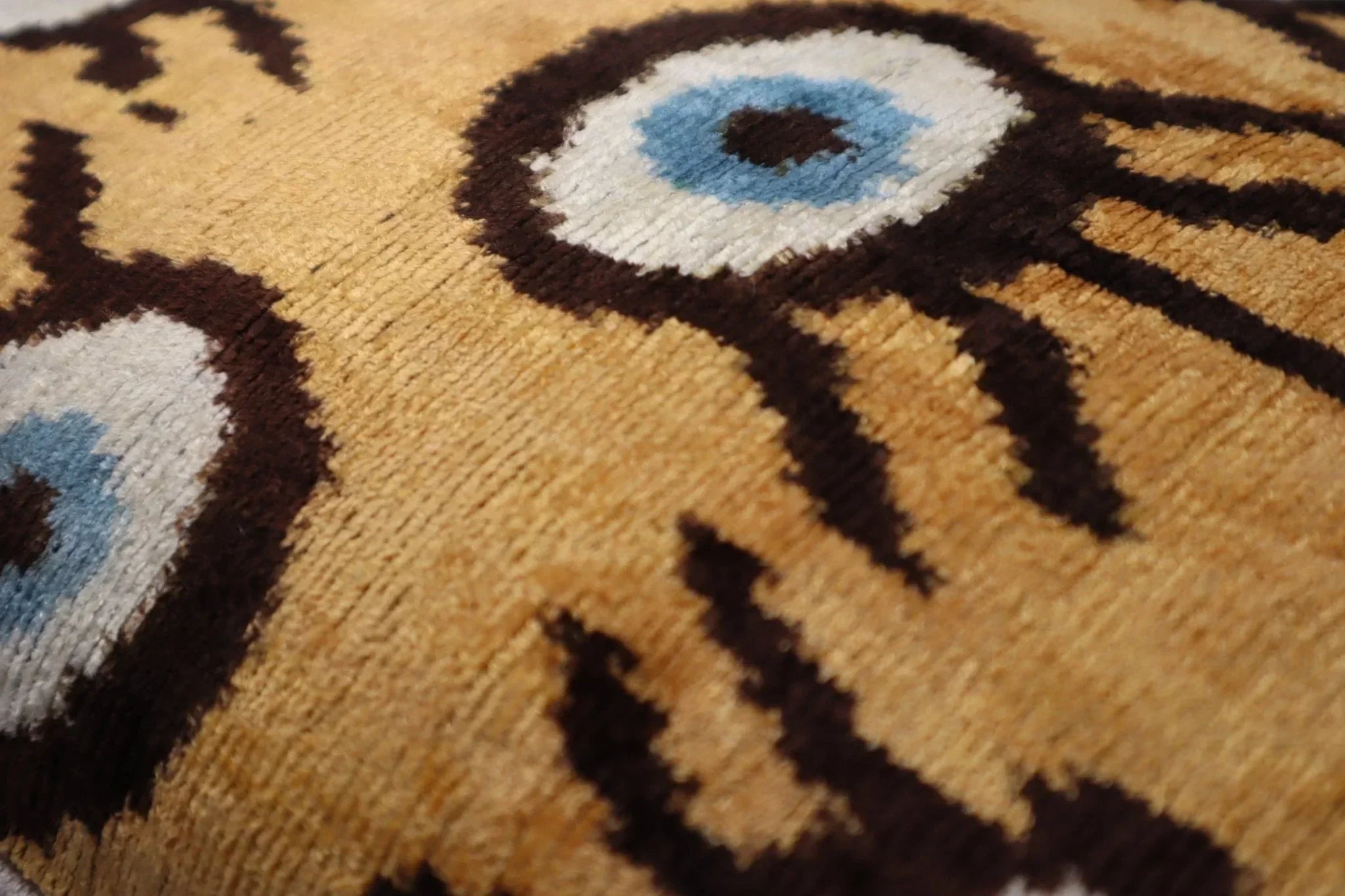 Canvello Handmade Luxury Handmade Velvet Silk Evil Eye Throw Pillow With Down Insert Canvello