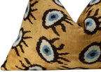 Canvello Handmade Luxury Handmade Velvet Silk Evil Eye Throw Pillow With Down Insert Canvello