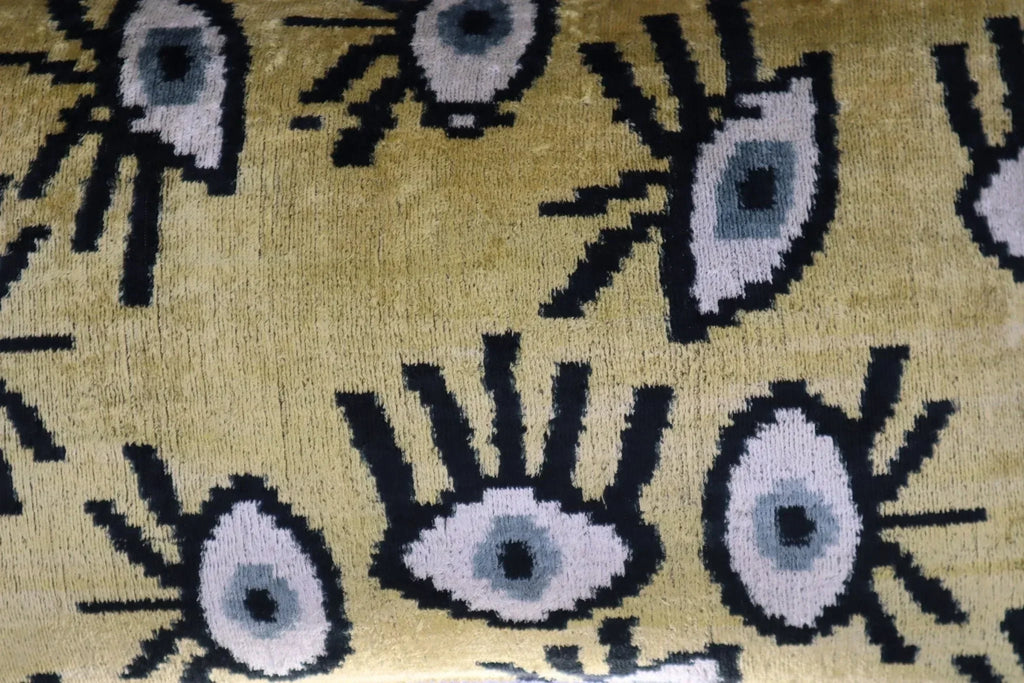 Canvello Handmade Luxury Handmade Velvet Silk Evil Eye Throw Pillow With Down Insert Canvello