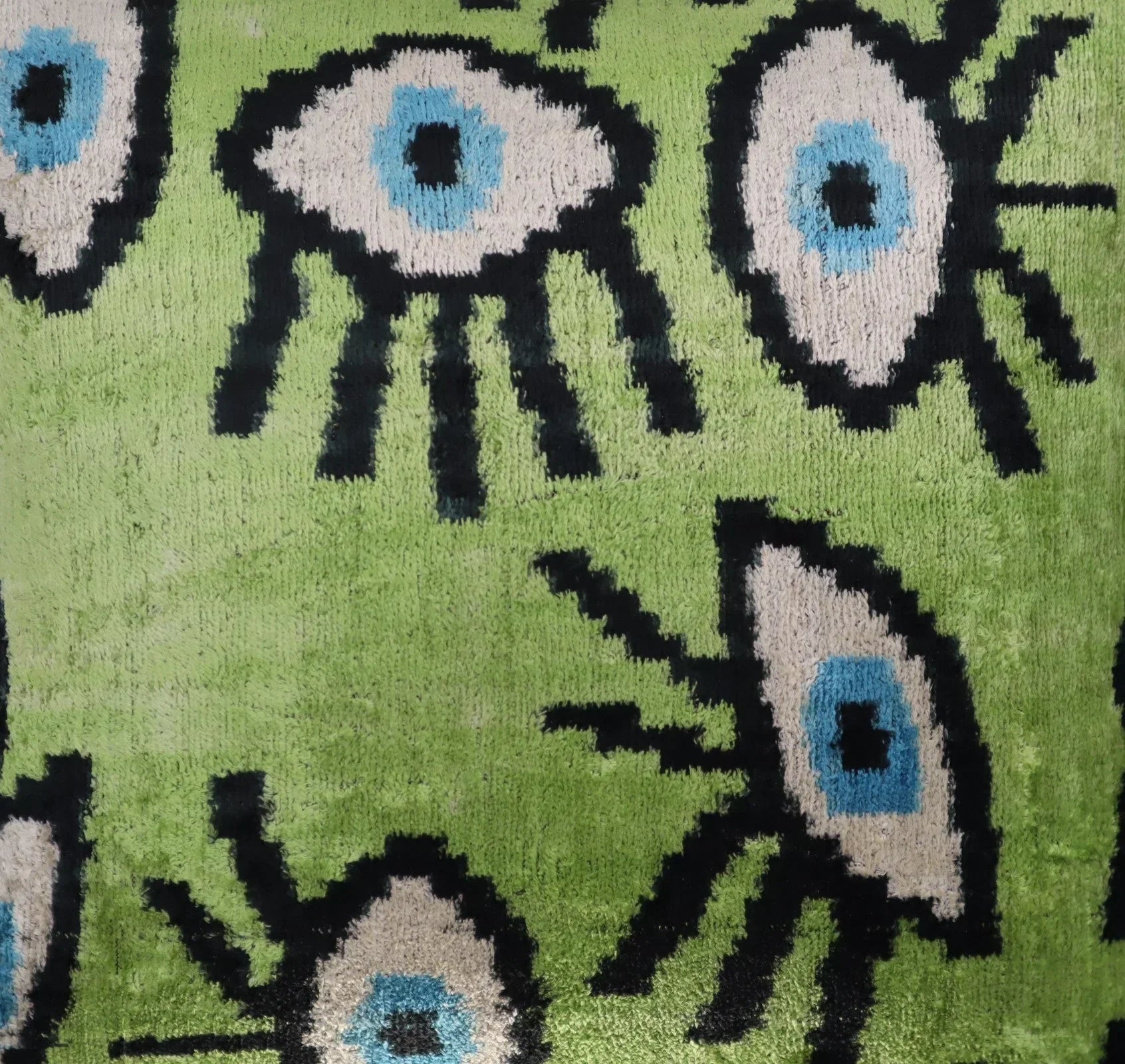 Canvello Handmade Luxury Handmade Velvet Silk Evil Eye Throw Pillow With Down Insert Canvello