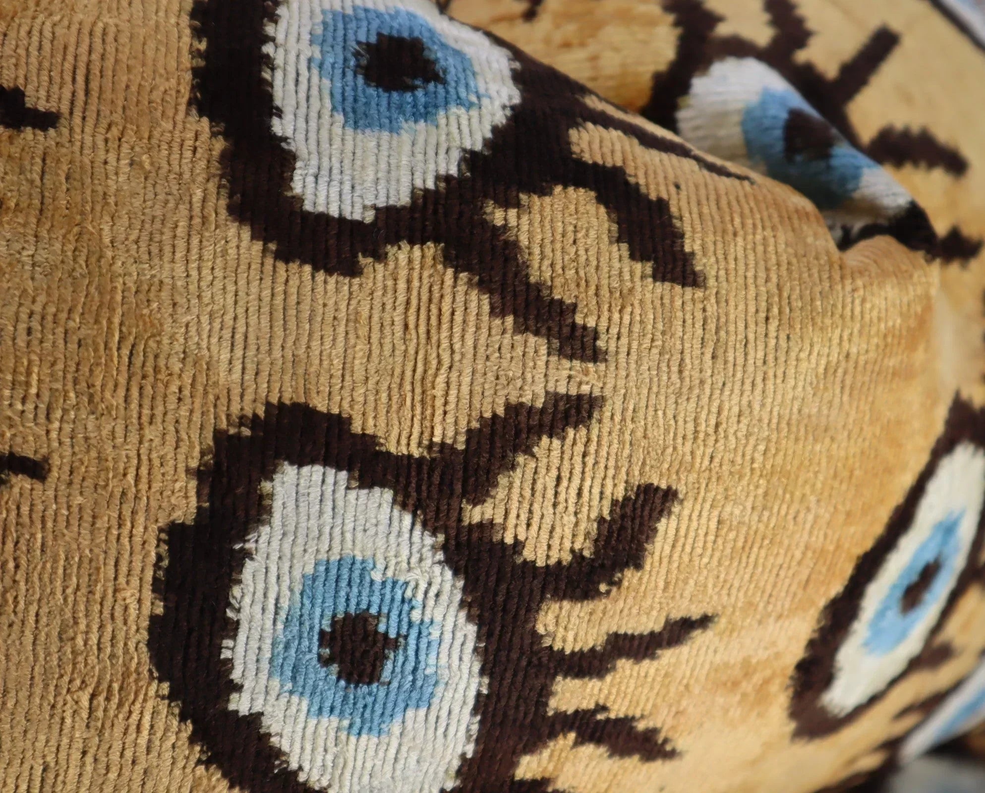 Canvello Handmade Luxury Handmade Velvet Silk Evil Eye Throw Pillow With Down Insert Canvello