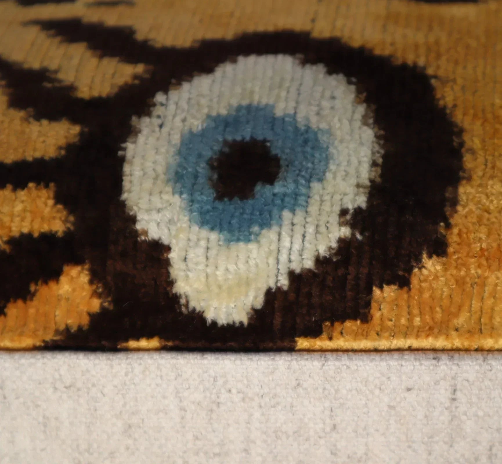 Canvello Handmade Luxury Handmade Velvet Silk Evil Eye Throw Pillow With Down Insert Canvello