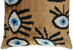 Canvello Handmade Luxury Handmade Velvet Silk Evil Eye Throw Pillow With Down Insert - 16x16 in Canvello