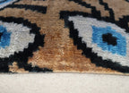Canvello Handmade Luxury Handmade Velvet Silk Evil Eye Throw Pillow With Down Insert - 16x16 in Canvello