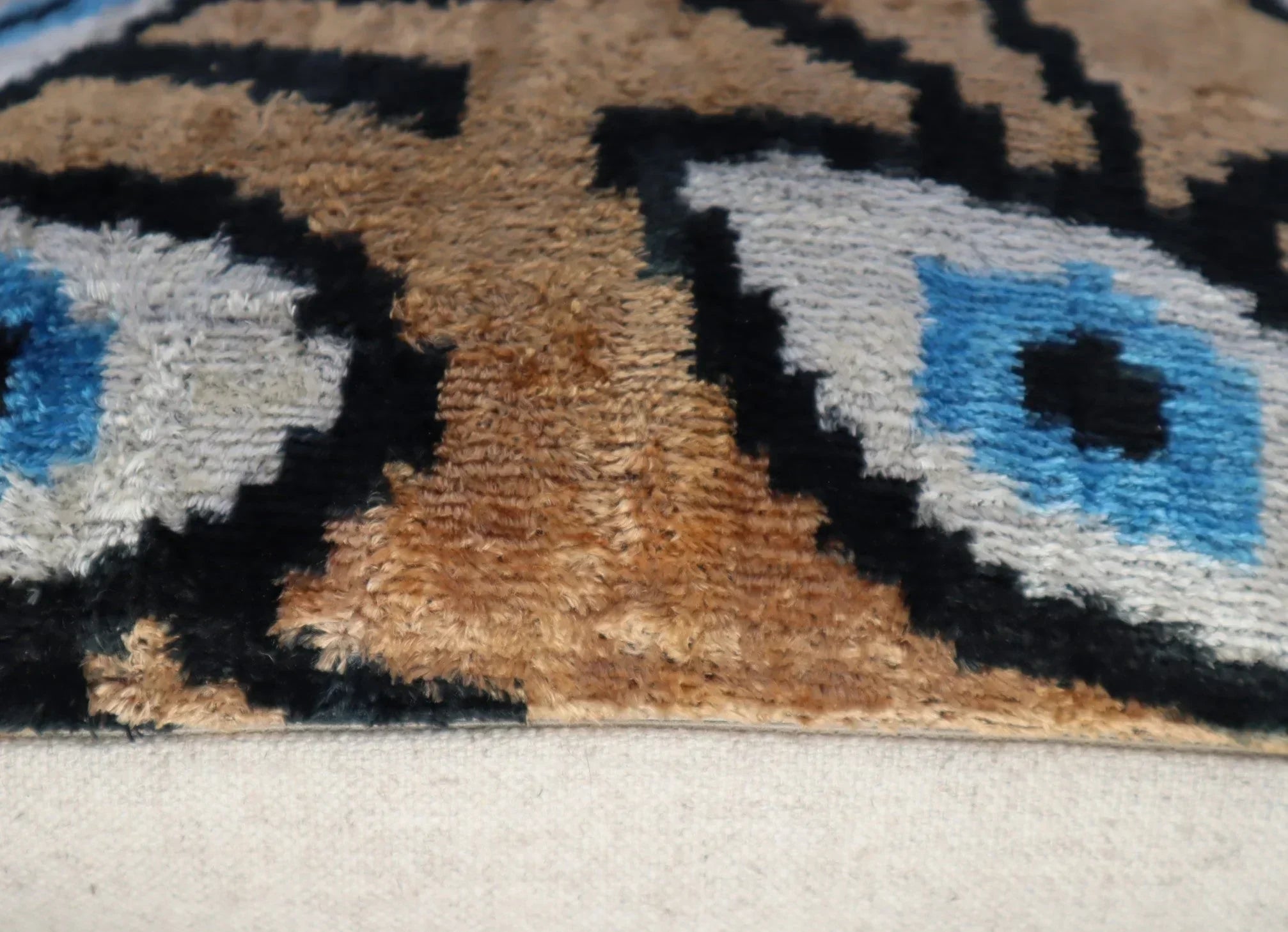 Canvello Handmade Luxury Handmade Velvet Silk Evil Eye Throw Pillow With Down Insert - 16x16 in Canvello