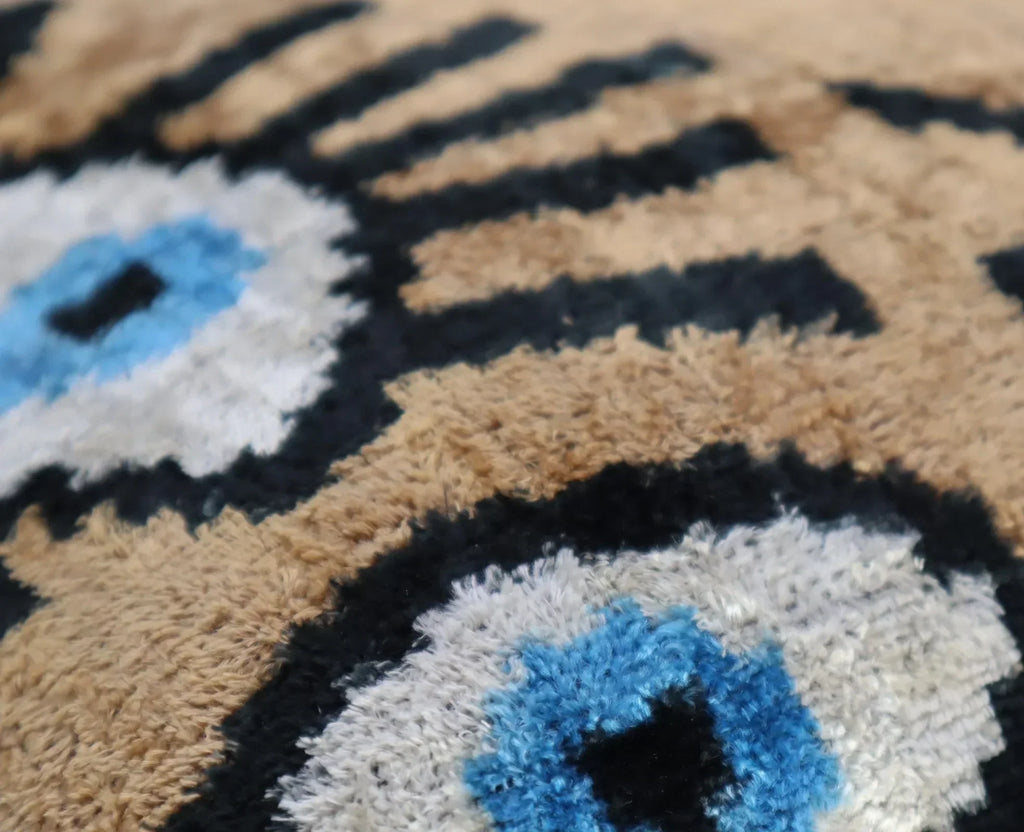 Canvello Handmade Luxury Handmade Velvet Silk Evil Eye Throw Pillow With Down Insert - 16x16 in Canvello