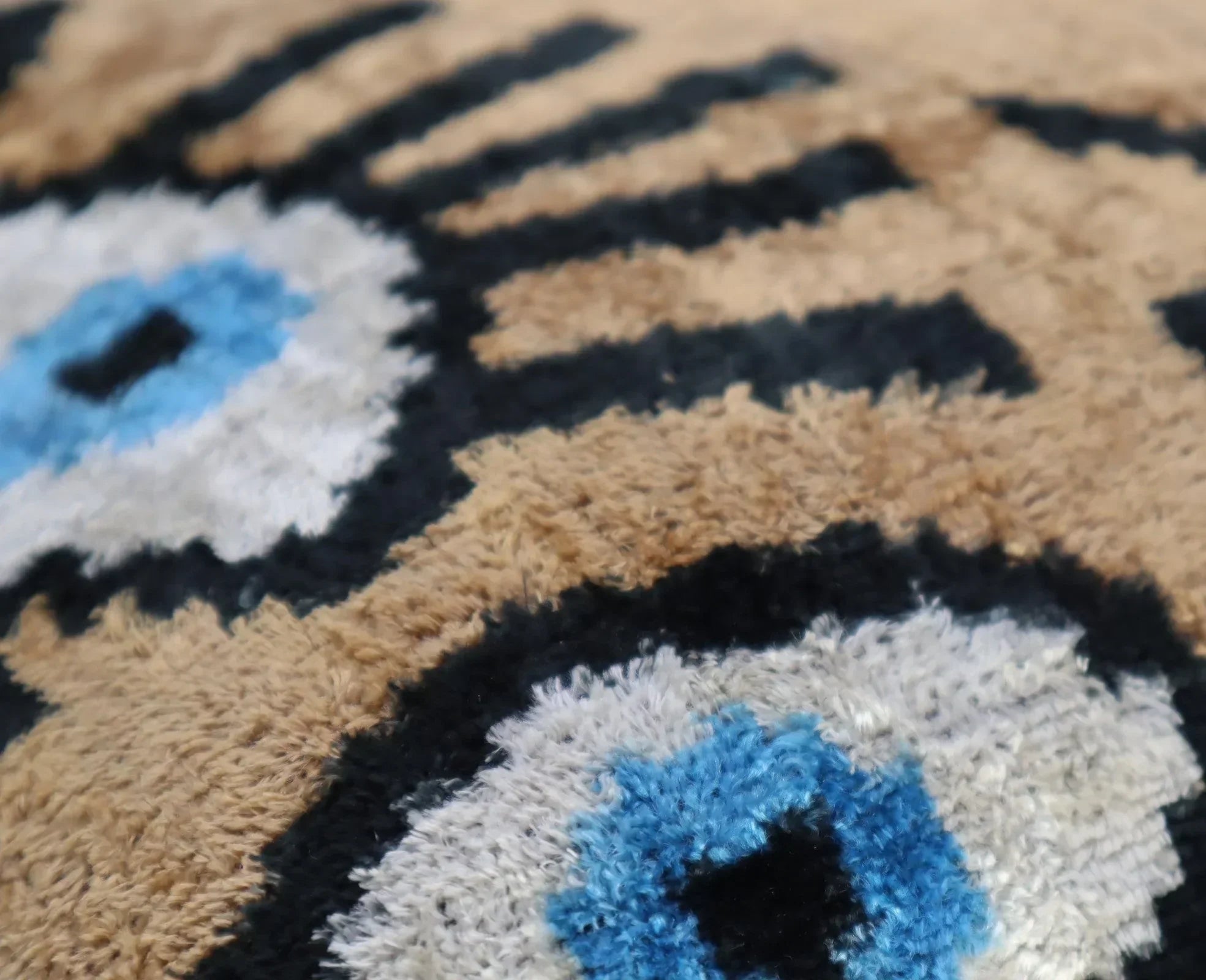 Canvello Handmade Luxury Handmade Velvet Silk Evil Eye Throw Pillow With Down Insert - 16x16 in Canvello