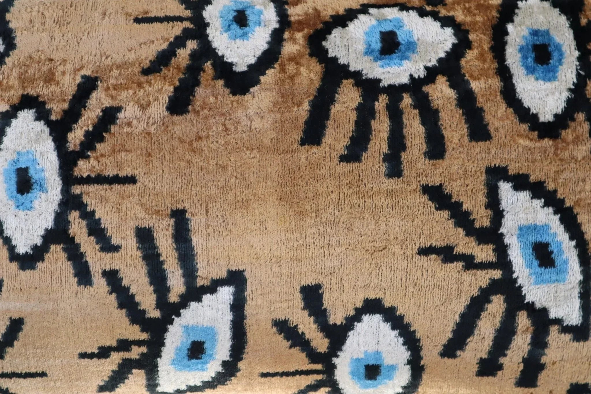 Canvello Handmade Luxury Handmade Velvet Silk Evil Eye Throw Pillow With Down Insert- 16x24 in Canvello