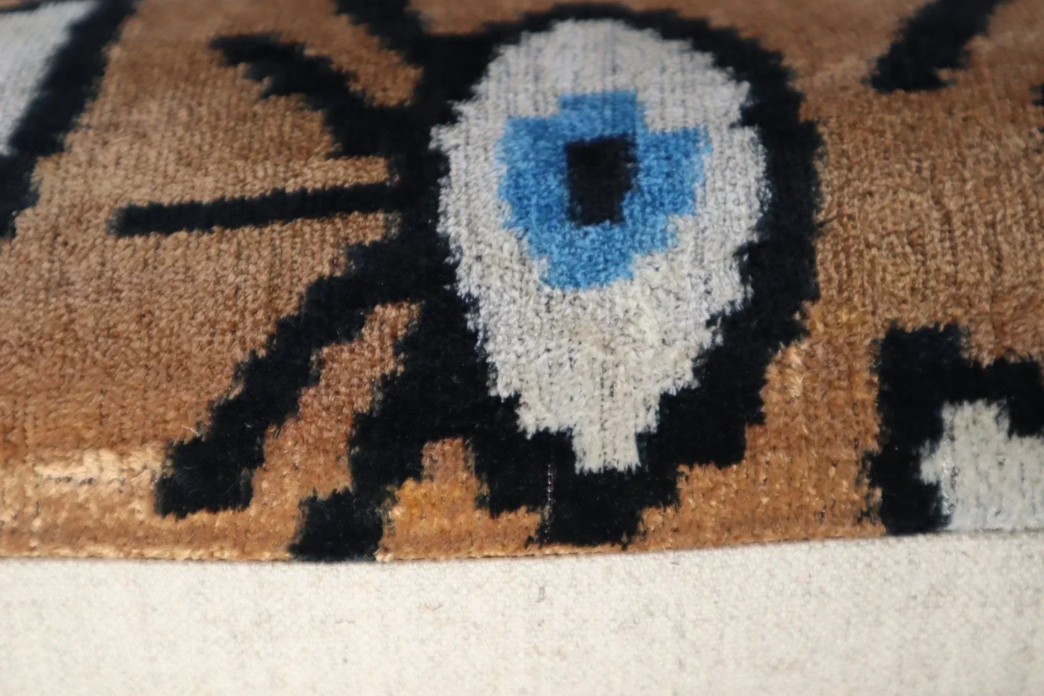 Canvello Handmade Luxury Handmade Velvet Silk Evil Eye Throw Pillow With Down Insert- 16x24 in Canvello