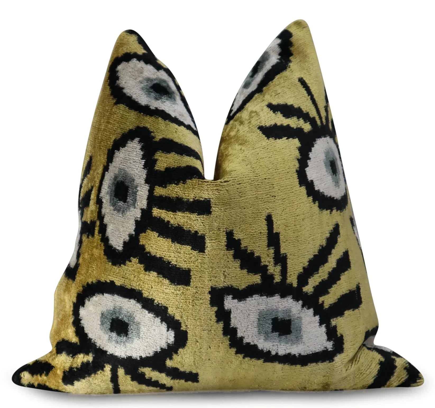 Canvello Handmade Luxury Handmade Velvet Silk Evil Eye Throw Pillow With Down Insert Canvello