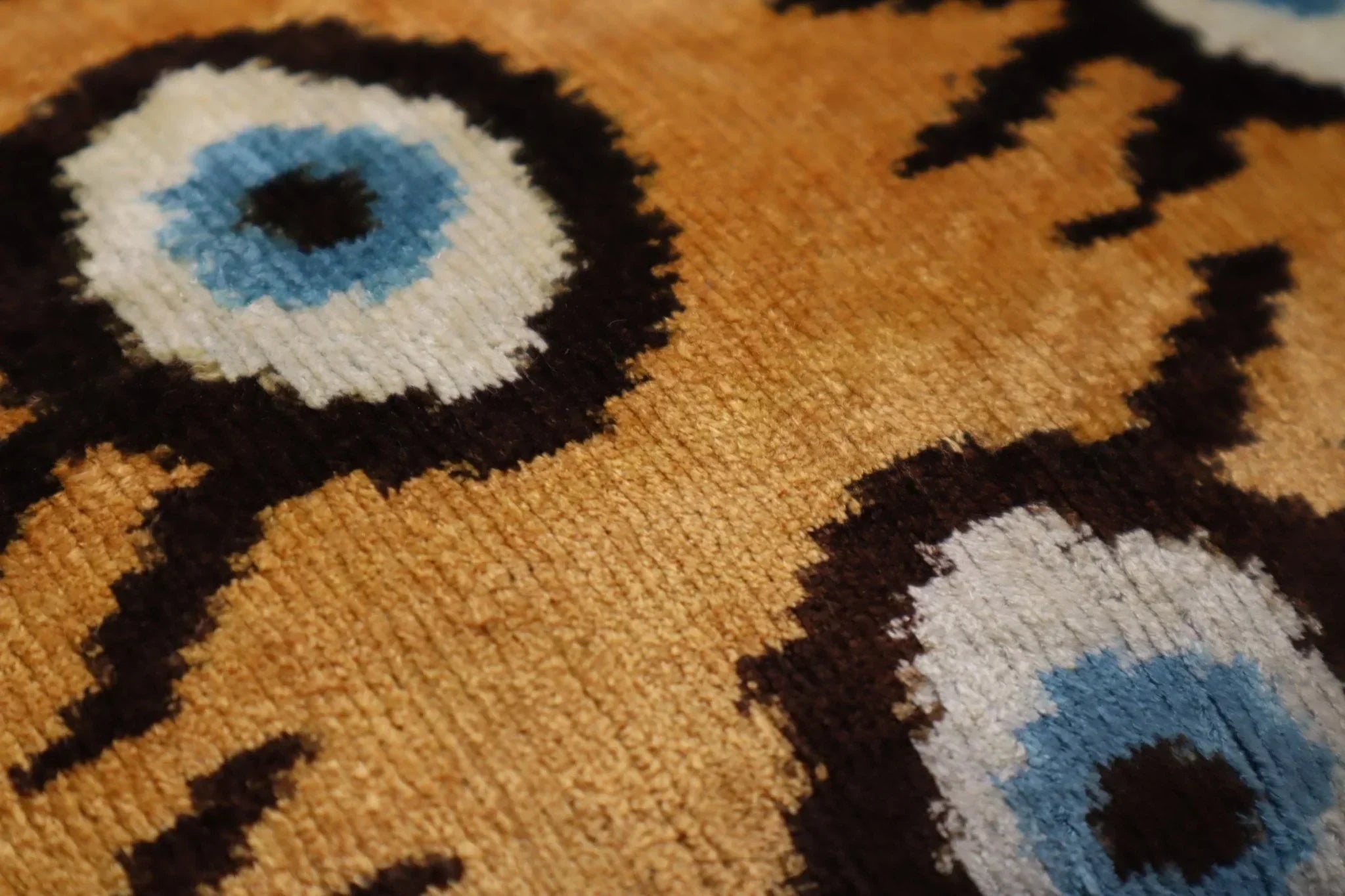 Canvello Handmade Luxury Handmade Velvet Silk Evil Eye Throw Pillow With Down Insert Canvello