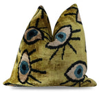 Canvello Handmade Luxury Handmade Velvet Silk Evil Eye Throw Pillow With Down Insert Canvello