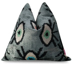 Canvello Handmade Luxury Handmade Velvet Silk Evil Eye Throw Pillow With Down Insert Canvello