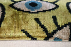 Canvello Handmade Luxury Handmade Velvet Silk Evil Eye Throw Pillow With Down Insert Canvello