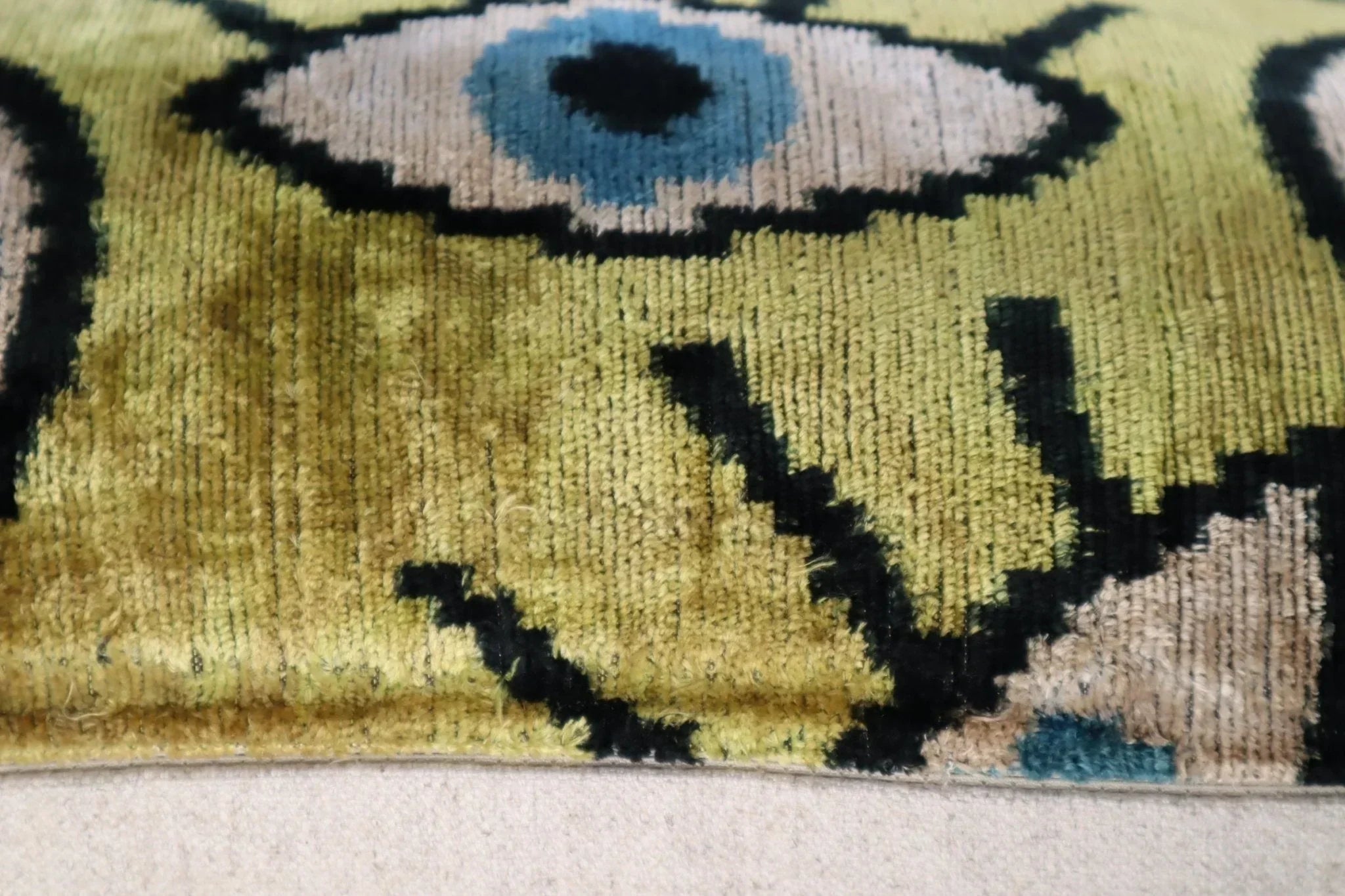 Canvello Handmade Luxury Handmade Velvet Silk Evil Eye Throw Pillow With Down Insert Canvello