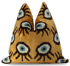 Canvello Handmade Luxury Handmade Velvet Silk Evil Eye Throw Pillow With Down Insert Canvello