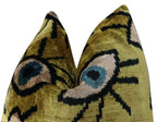 Canvello Handmade Luxury Handmade Velvet Silk Evil Eye Throw Pillow With Down Insert Canvello