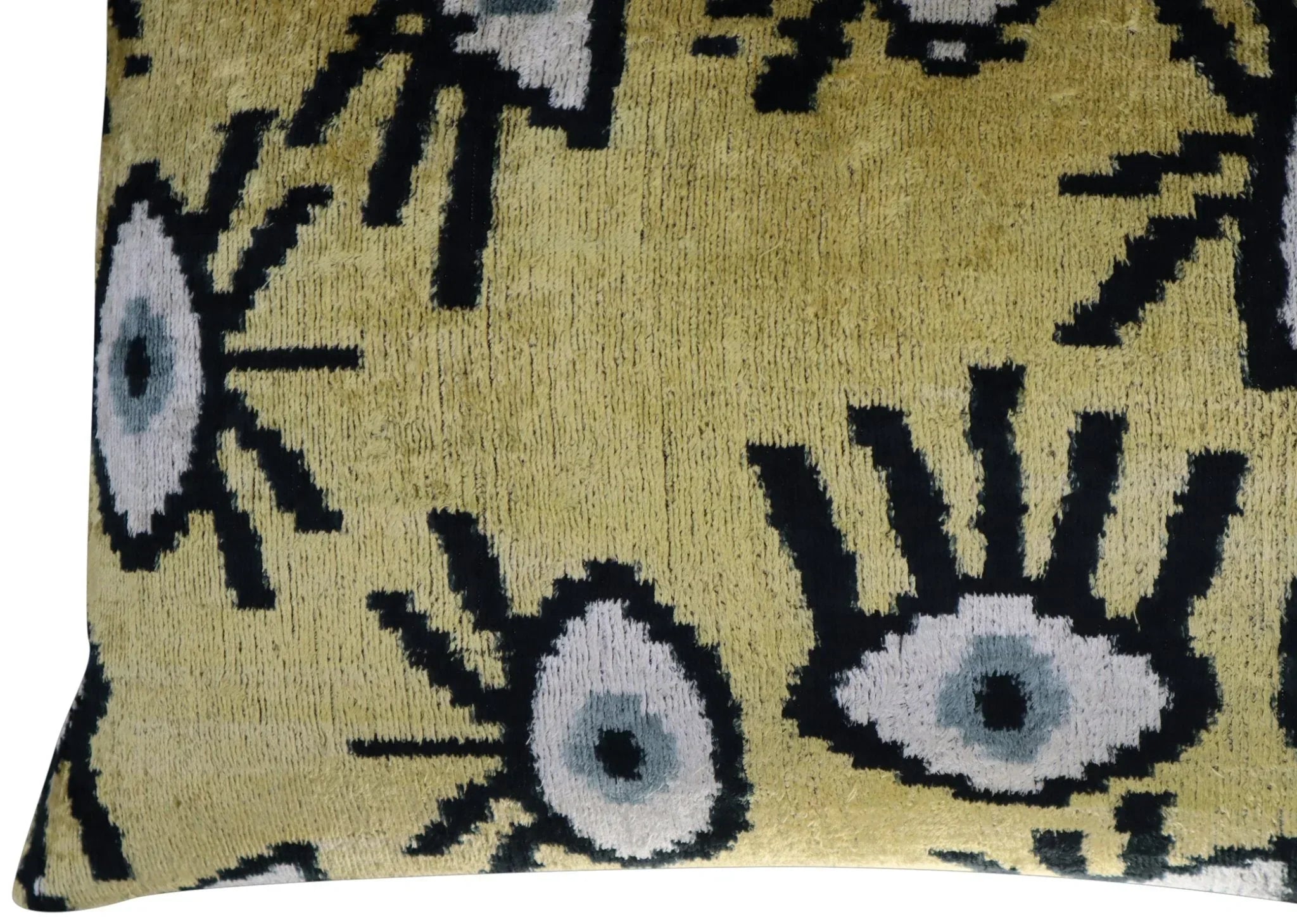 Canvello Handmade Luxury Handmade Velvet Silk Evil Eye Throw Pillow With Down Insert Canvello
