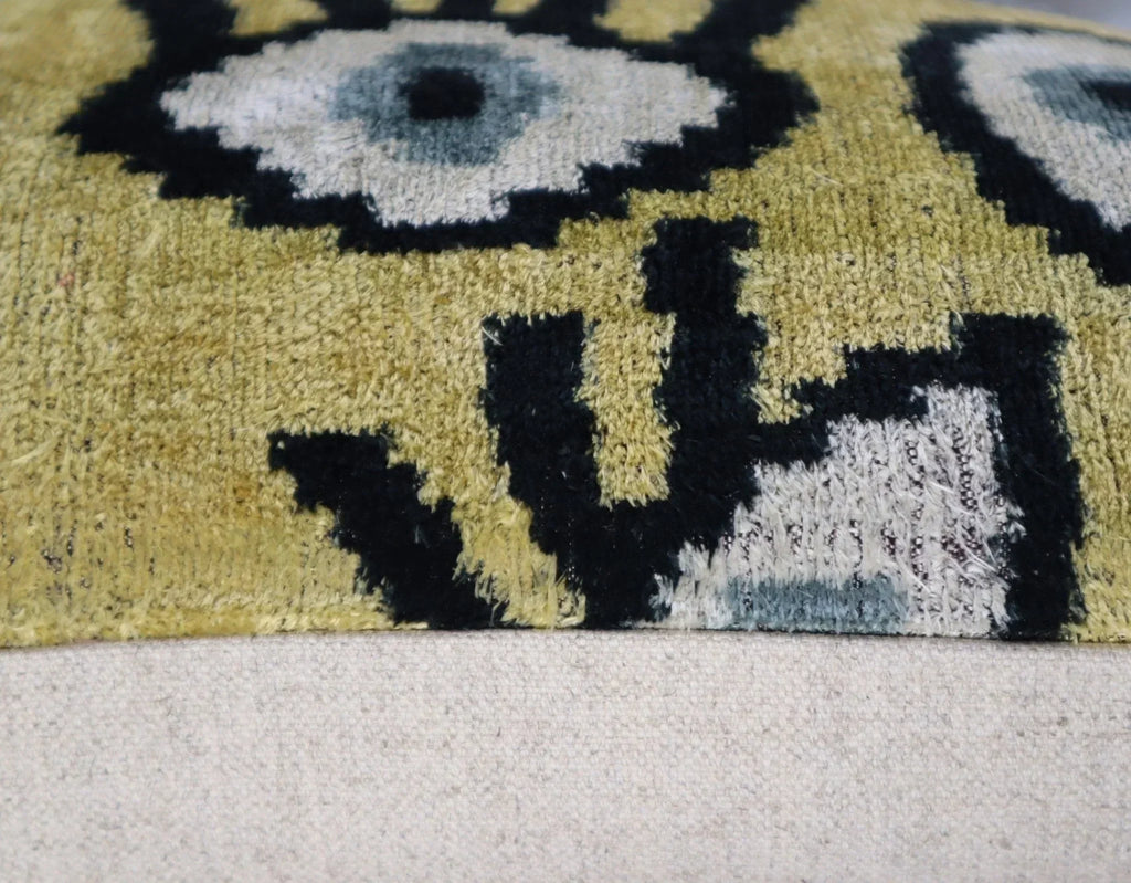 Canvello Handmade Luxury Handmade Velvet Silk Evil Eye Throw Pillow With Down Insert Canvello