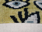 Canvello Handmade Luxury Handmade Velvet Silk Evil Eye Throw Pillow With Down Insert Canvello