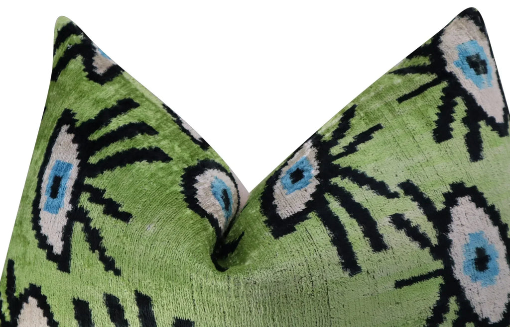 Canvello Handmade Luxury Handmade Velvet Silk Evil Eye Throw Pillow With Down Insert Canvello