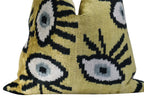 Canvello Handmade Luxury Handmade Velvet Silk Evil Eye Throw Pillow With Down Insert Canvello