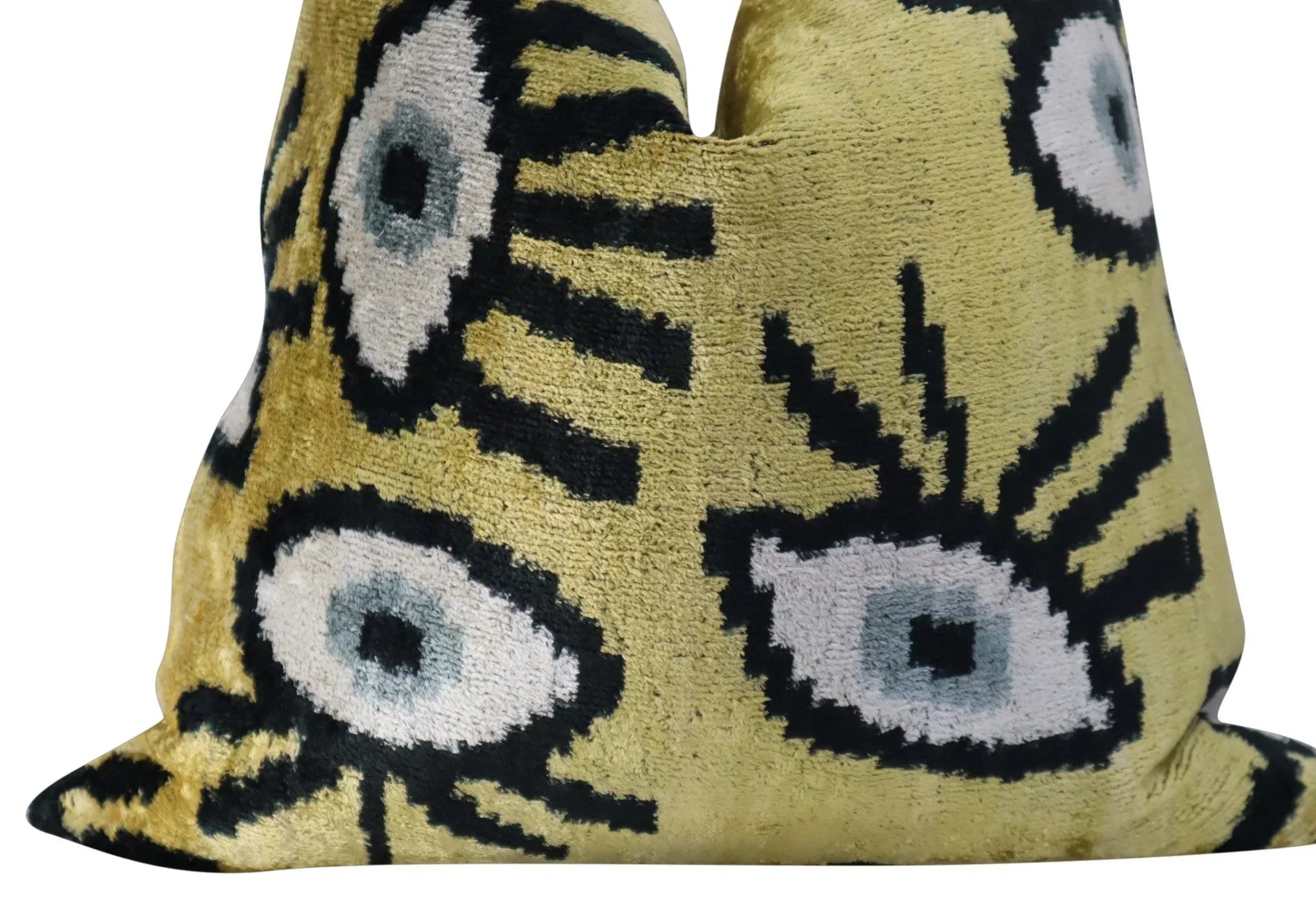 Canvello Handmade Luxury Handmade Velvet Silk Evil Eye Throw Pillow With Down Insert Canvello