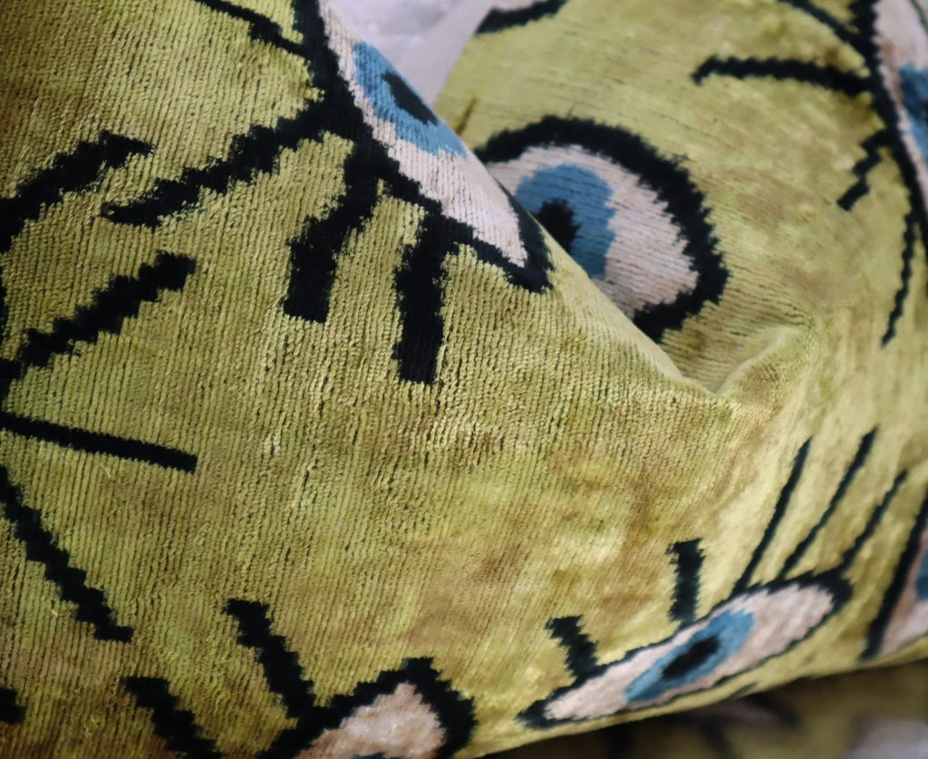 Canvello Handmade Luxury Handmade Velvet Silk Evil Eye Throw Pillow With Down Insert Canvello