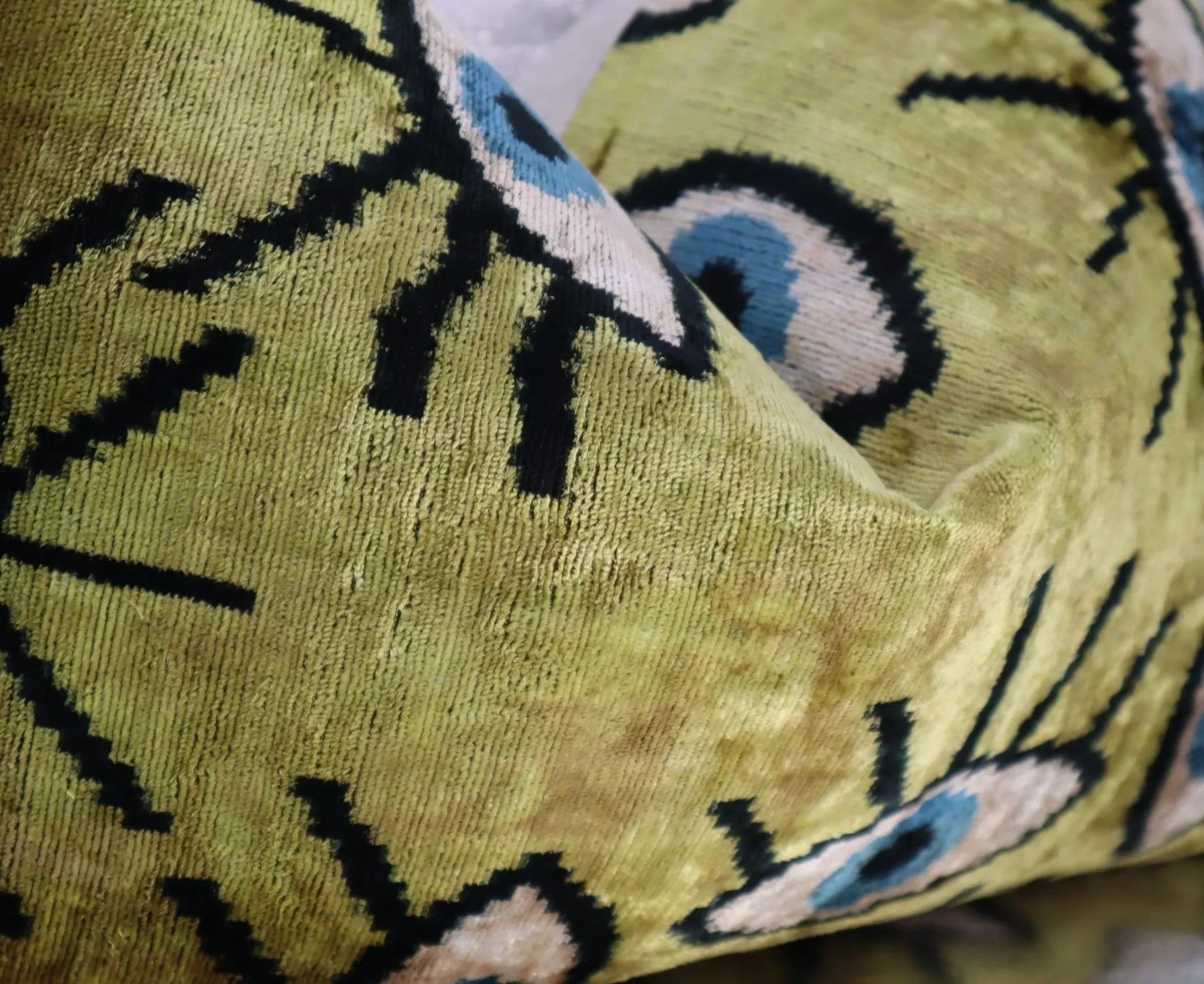 Canvello Handmade Luxury Handmade Velvet Silk Evil Eye Throw Pillow With Down Insert Canvello