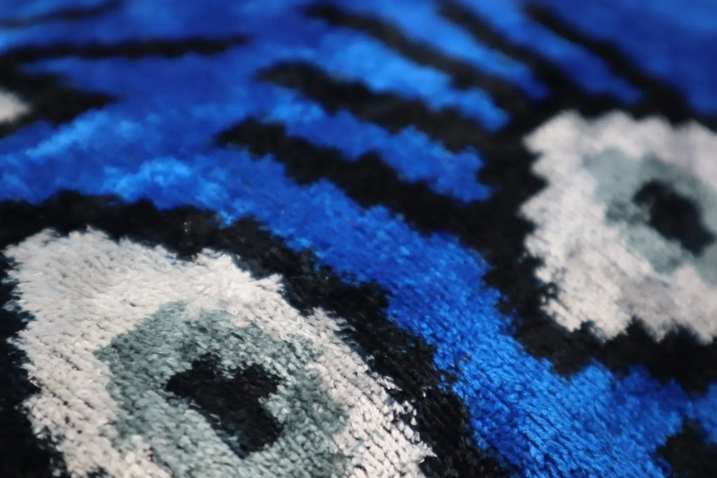 Canvello Handmade Luxury Handmade Velvet Silk Evil Eye Throw Pillow with Down Insert, lifestyle image - House Of Avana