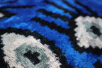 Canvello Handmade Luxury Handmade Velvet Silk Evil Eye Throw Pillow with Down Insert, lifestyle image - House Of Avana